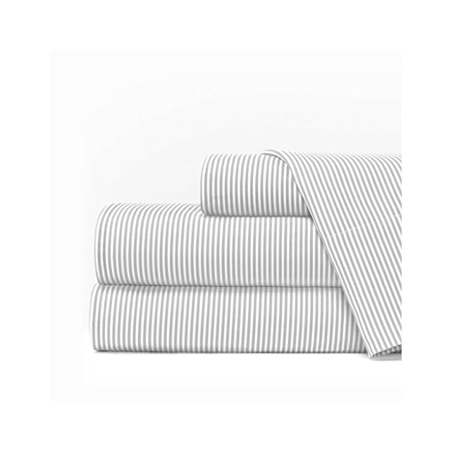 Egyptian Luxury 1600 Series Hotel Collection Pinstripe Pattern Bed Sheet Set Deep Pockets