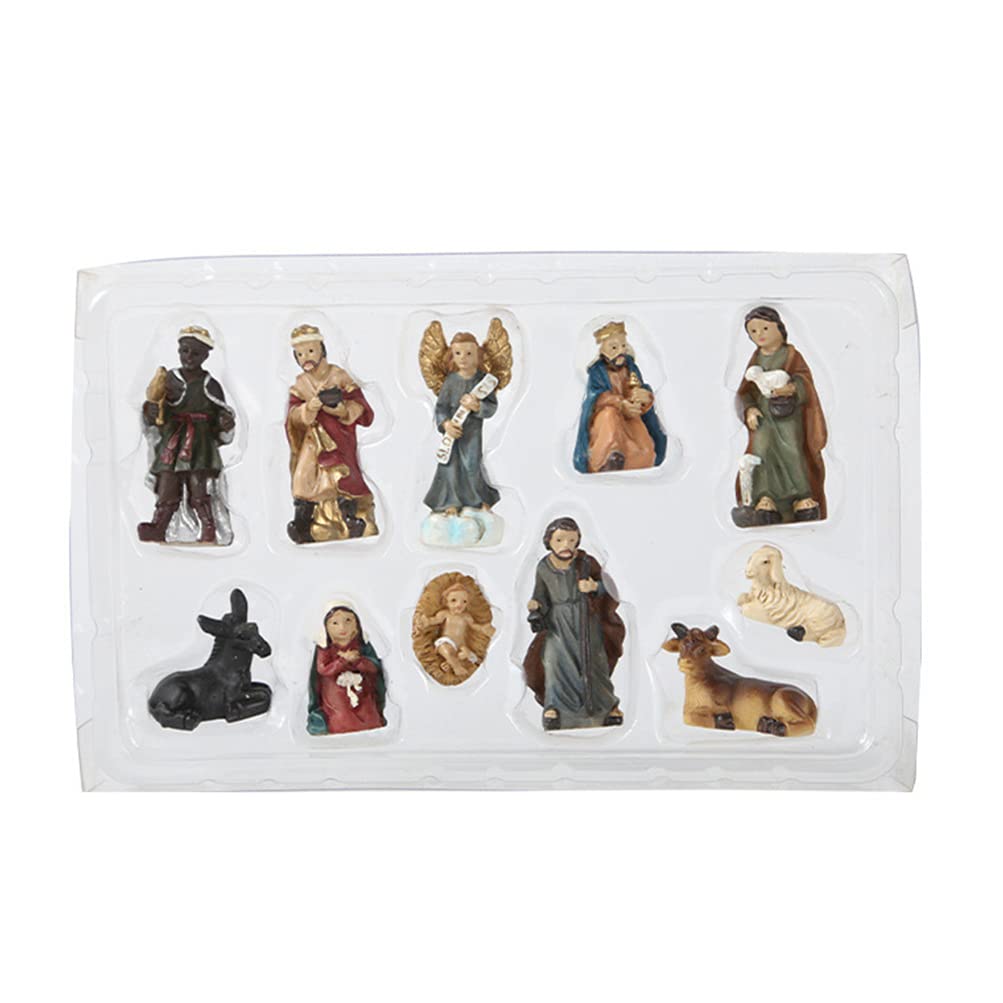 11pcs Nativity Scene Birth Jesus Christ Nativity Figurines Xmas Crib Figures Jesus Nativity Scene Manger Church Resin Statue Renaissance Collect Ornament Catholic Gift