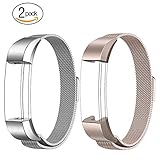SWEES Metal Bands Compatible Fitbit Alta & Fitbit Alta HR, 2 Pack Milanese Stainless Steel Metal Replacement Small Large Women Men, Silver, Black, Rose Gold, Colorful, Space Grey, Champagne