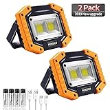 LED Work Light, HOKOILN 2 COB 30W 1500LM Rechargeable Work Light, LED Portable Waterproof LED Flood Lights for Outdoor Camping Hiking Emergency Car Repairing and Job Site Lighting (2 Pack)