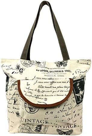 Trezo Multipurpose Large Travel Beach Market Tote Bag, Vintage Postcard