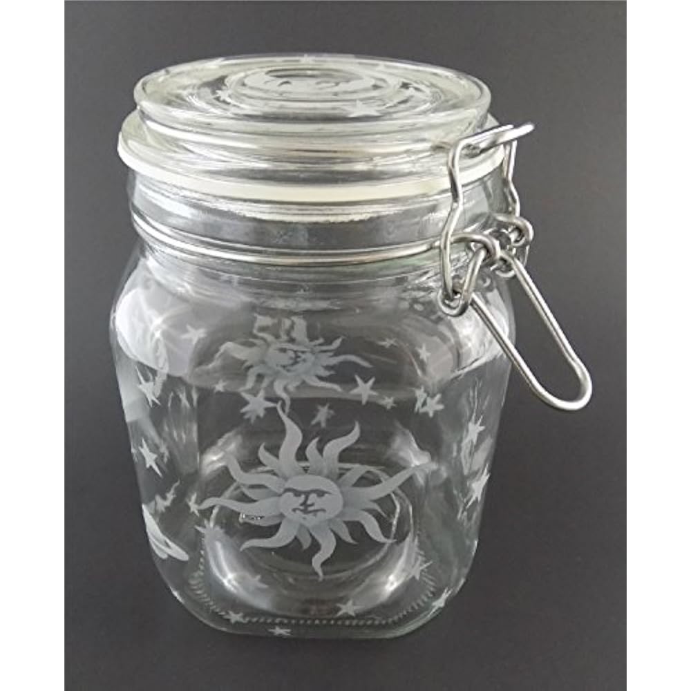  Storage & Organization Hand Etched Glass Jar Airtight Canister Sandblasted Lid eBay