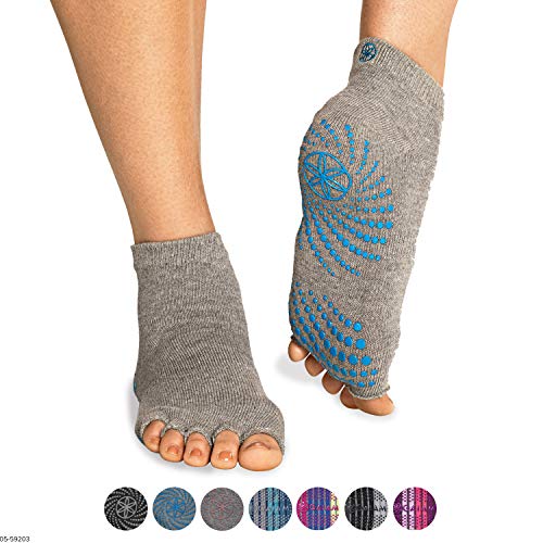 Gaiam Grippy Toeless Yoga Socks, Small/Medium, Heather Grey