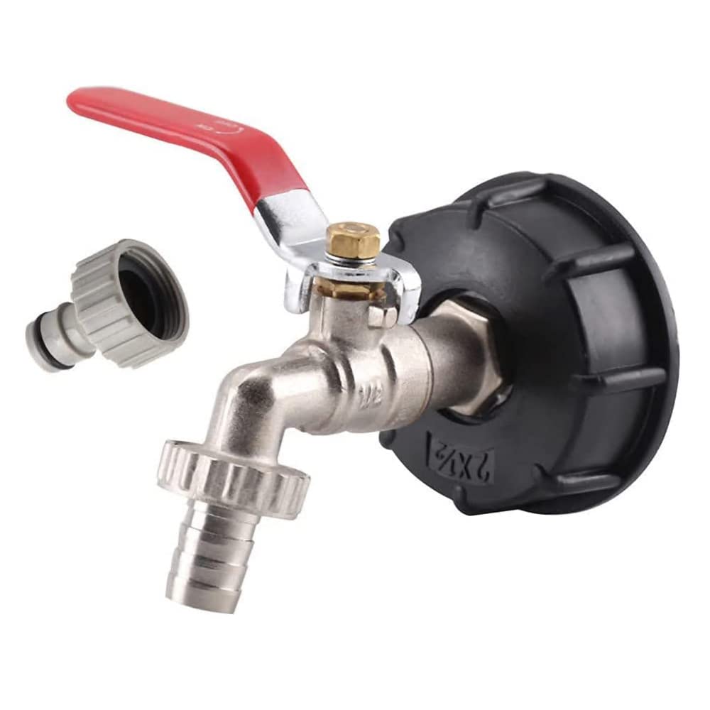 TOOLSTAR IBC Adapter, 1000 Liter Tank Adapter IBC Tank Adapter S60X6 to Brass Garden Tap 1/2" Hose Fitting Oil Fuel Water Replacement Valve Fitting Parts