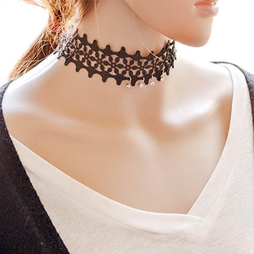 Lace Living Women Fashion Handmade Sexy Black Lace Flowers Tattoo Choker Collar Cocktail Dress Necklace