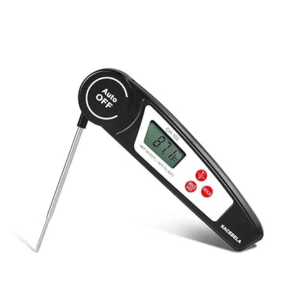 Kacebela Instant Read Thermometer, Auto-Off Digital Meat Food BBQ Thermometer with Collapsible Internal Probe, Best for Barbecue, Grilling, Oven, Cooking, Candy, Steak, Milk, Bathing Water