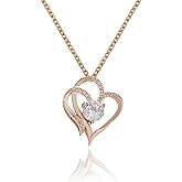 FSJINXS Heart Pendant Necklace for Women, Forever Love Heart Necklaces with Birthstone Pendant Anniversary, Birthday Gift for Wife Mothers