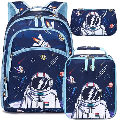Kids Backpack for School Boys Girls Space Preschool Bookbag with Lunch Box Pencil Case Set Toddler Kindergarten School Bag