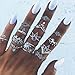 Cyntan Sets Rings Knuckle Rings Vintage Retro Statement Ring Set Horse Crown Midi Finger Stacking Ring Set Jewelry For Girls Silver Tone