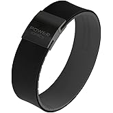 Power Ionics Balance Bracelet for Men and Women with Magnetic Black Stainless Steel Buckle - Black/Gray Silicone Band, Adjustable 13-21 cm Length, 2 cm Width, Jewelry Gift Bag