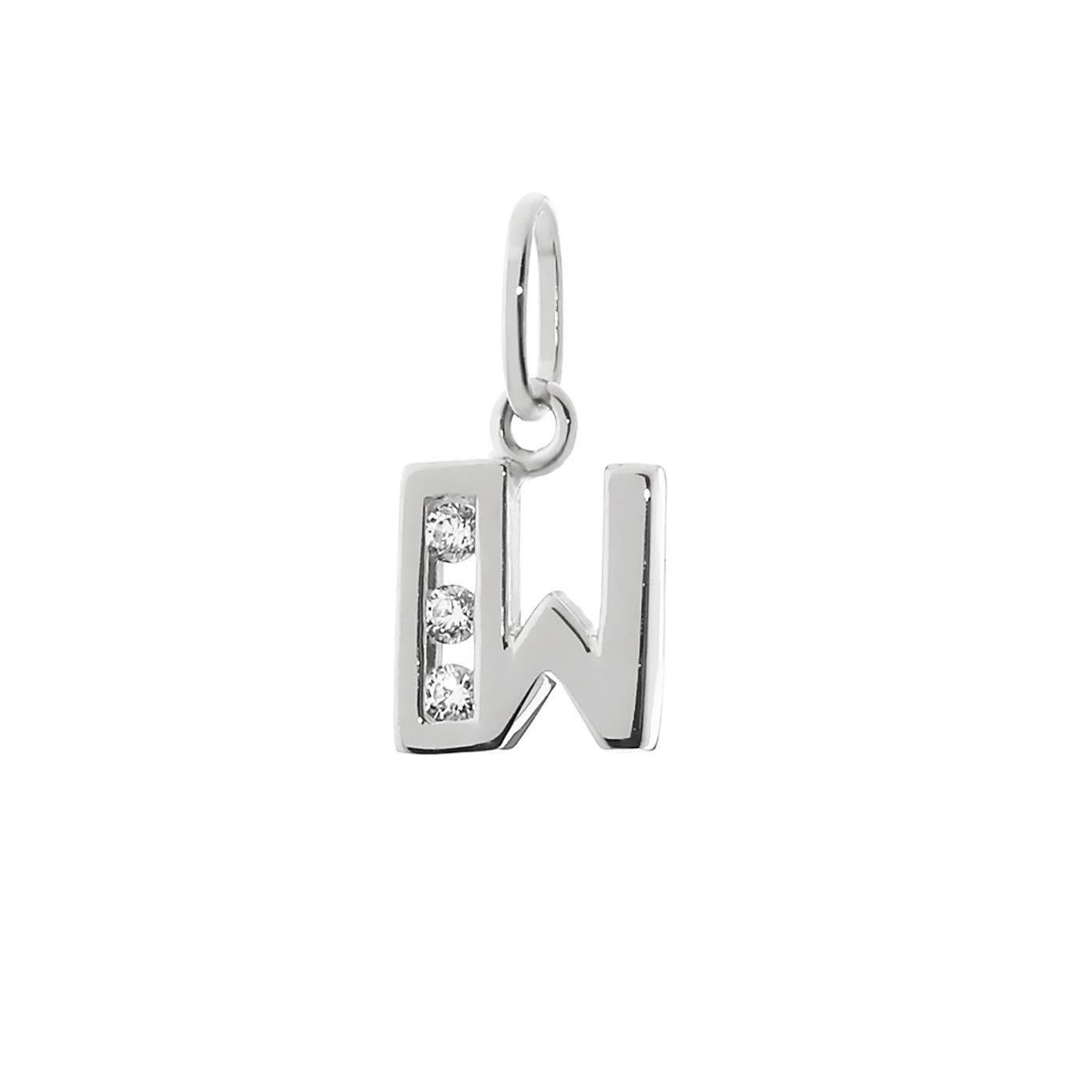 NKlaus letter W small pendant 925 sterling silver 8mm alphabet zirconia 9194