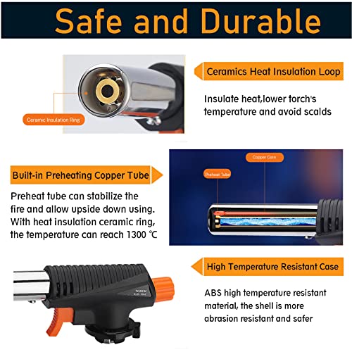 Butane Torch Kitchen Blow Lighter, 360 Degree Reverse Professional Chef