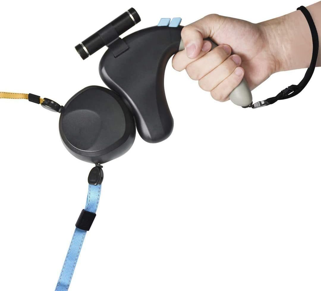 XUUX Double Dog Retractable Leash, Pet Collar with LED Flashlight