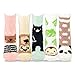 TeeHee Fashionable Cozy Fuzzy Slipper Crew Socks for Women 5-Pack (Animal)