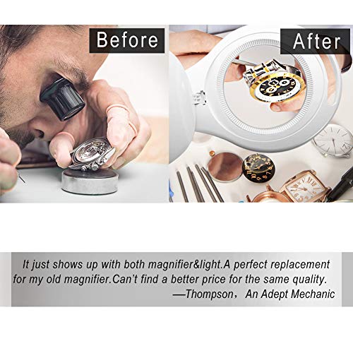 5X Magnifying Lamp LED 850lm Desk Clamp Lamp Magnifier Glass Lighted BBOUNDER Adjustable Arms Craft Lamp White Clamp for Craft Table Workbench - Thumbnail 6