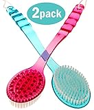 Bath Blossom Brush Back Scrubber (2 Pack) - Shower Plastic Bath Brush Double Sided - Massage Cellulite Brush - Suitable for Men and Women