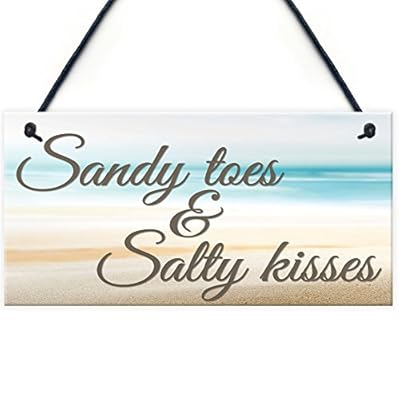XLD Store Sandy Toes & Salty Kisses Nautical Seaside Theme Hanging Plaque Bathroom Bedroom Beach Sign 51JIl5p5izL. SS400
