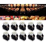 PA 10PCS #555 T10 LED Pinball Machine Lights 6.3V 4SMD + Bulb Socket Twist Lock Wedge Instrument Base (White)