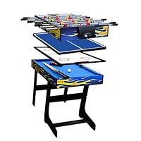 IFOYO Multi Function 4 in 1 Combo Game Table, Steady Soccer Foosball Table, Pool Table, Hockey Table, Table Tennis Table, Yellow Flame, 4FT, Ideal Christams Gift