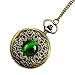 WZC Antique Emerald Quartz Pocket Watch for Women with Chain