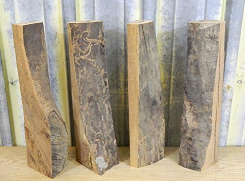 4- Natural Edge Black Walnut Table Legs/Figured Craftwood Blocks T: 3 3/16'', W: 5 3/16'', L: 18 1/16'' - 7391