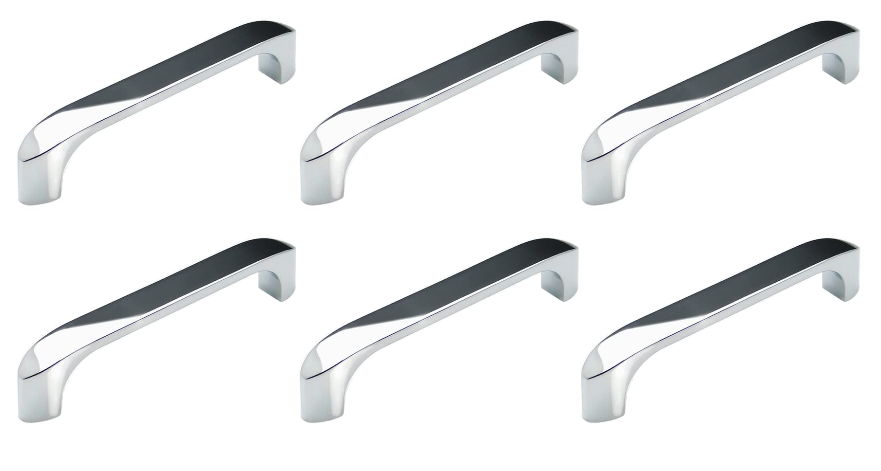 VIBORG 6 Pieces Zinc Alloy Modern Kitchen Cabinet Cupboard Door Handle Pull Wardrobe Dresser Drawer Handles Pulls Chrome SA-1812 (6, Hole-to-Hole: 128mm)