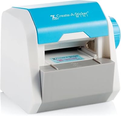 Xyron Create-A-Sticker, Mini, 2.5” Sticker and Label Maker Machine, Portable, Includes Permanent Adhesive, Pre-Loaded (XRN250-CFTEN)