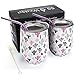 Insulated Wine Tumbler with Lid Straw,2 Pack 12oz Unbreakable Stainless Steel Stemless Wine Glasses,Dual Wall Vacuum Wine Mug Cup for Champagne,Cocktail,Coffee,Beer Office Birthday (Cactus)