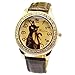 YUSONG Unisex-Adult's Diamond-studded Belt Cat Pattern Watches (Brown)