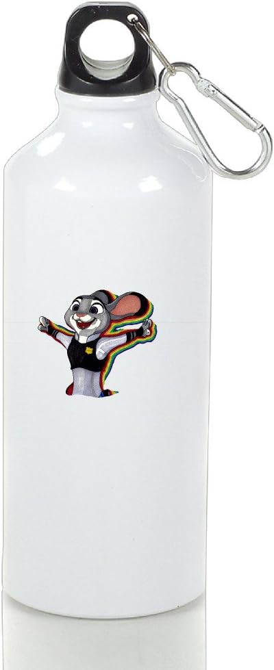 Cute Rabbit Portable Aluminum Climbing Flask White With Carabiner Hook,400-600ml /6.5OZ
