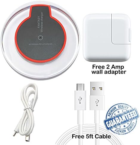 Wireless Charger for iPhone X, iPhone 8/ 8 Plus,Samsung Galaxy S8/S8 Plus,S7/S7 Edge,Note 8. Qual80 [Ultra Slim] Wireless Charging Pad - Free 2 Amp Wall Adapter &amp; 5ft cable included (Black)