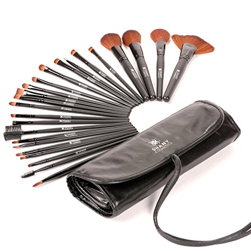 SHANY Studio Quality Natural Cosmetic Brush Set with Faux Leather Pouch, 24 Count
