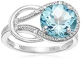 Blue Topaz and Diamond Accent Love Knot Ring in 10k White Gold, Size 7