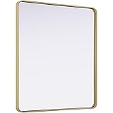Elegant Decor Contour Metal Rectangle Mirror 36X40 Brass