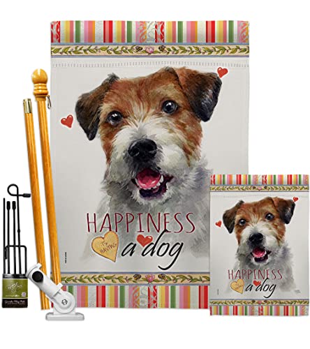 Breeze Decor Parson Russell Terrier Happiness Garden House Flag-Kit Dog Puppy S…