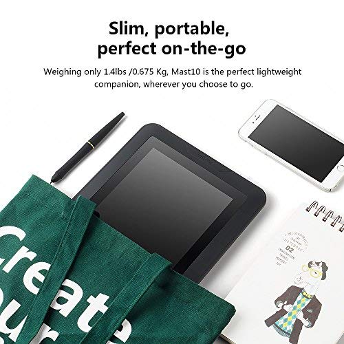 Parblo Mast10 10.1" Graphic Tablet Drawing Monitor with Battery-Free Drawing Tablet Pen Passive Stylus, Shortcut Keys, USB USB Type C Cable Adapter for Digital Art Sketch, Paint, Design