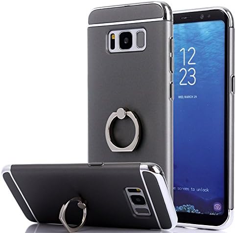 Samsung Galaxy S8 Plus case,3 in 1 Removable full body case Hard PC [Anti-Scratch] Shockproof Thin and Slim Case With 360 Degree Rotating Ring stand Case for Galaxy S8 Plus(GRAY)