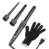 3 in 1 Curling Iron Set with 3 Interchangeable Curling Wand Ceramic Barrels and 