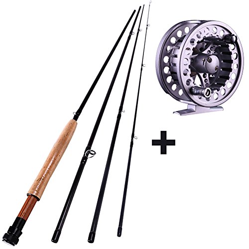 Sougayilang Saltwater Freshwater Fly Fishing Rod with Reel Combo Kit