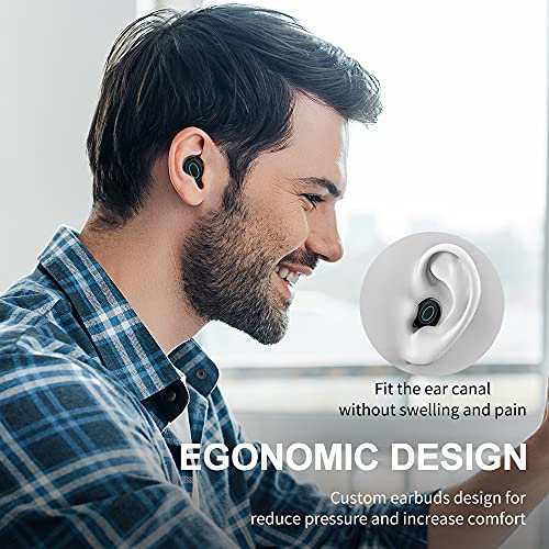 Écouteur Bluetooth, Écouteurs sans Fil Bluetooth 5.1 CVC 8.0 Antibruit IPX7 Étanche 35H Stéréo Casque, Oreillette Bluetooth Sport avec Double Micro Intégré Contrôle Tactile pour la Courir, Travail