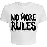 GORGLITTER Women's Letter Graphic Print Crop Tee Shirt Top Crewneck Slim Fitted Short Sleeve T-Shirt