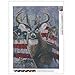 Deer Cross Stitch Patterns 5D DIY Crystal Diamond Painting Full Drill, American Flag Pictures Rhinestone Diamond Wall Paintings 14.9x18.89 inch