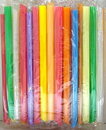 LANYUER 50 pcs Colorful Straws/Disposable Tapioca Bubble Tea Beverage Straws