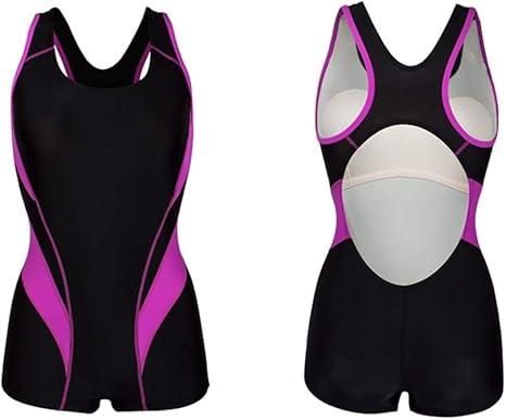 Amazon Co Jp 取り外し可能なチェストパッド付きワンピースボクサー水着女性 色 Purple サイズ さいず S S ホーム キッチン