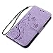 Galaxy S6 Edge Case,Galaxy S6 Edge Wallet Case,LW-Shop for Samxung Galaxy S6 Edge PU Leather Case [Built-in Credit Card Slots] Magnetic Design Flip Folio Cover with Flower Butterfly Pattern(Purple)