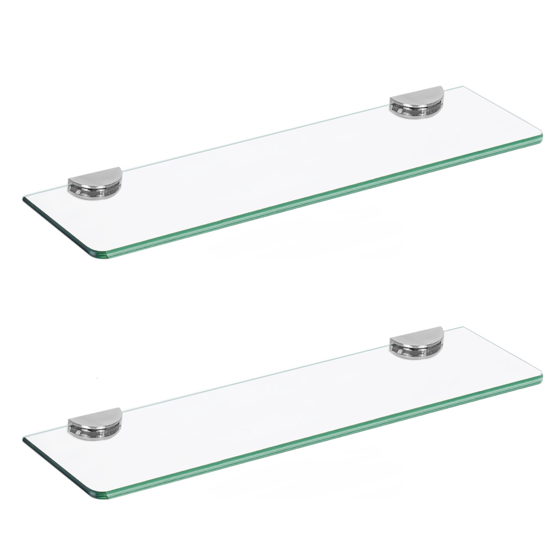 Photo 1 of SYLXTEEM Bathroom Shelves Wall Mounted, Glass Floating Shelves for Bathroom, Kitchen, Living Room, Tempered Glass with Zinc Alloy Brackets, 15 X 4.75 Inches, 2 Pack