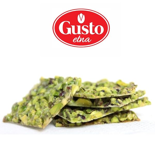 GUSTO ETNA PISTACHIO BRITTLE, SWEET PISTACHIOS BUTTER CHEWS WITH PISTACHIO CRUMBLES, BITE SIZE, INDIVIDUALLY WRAPPED, 6.7 OZ (190 G) BARK, NON GMO, PRODUCT OF ITALY