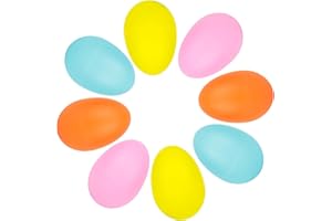 LovesTown 8pcs Plastic Egg Shakers Percussion Instruments Musical Egg Maracas Easter Egg with 4 Colors