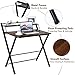 Tangkula Folding Computer Desk, Space-Saving Home Office Desk Working Table with Storage Shelf, Multipurpose Foldable Study Desk, Kid’s Desk, Brown