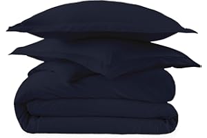 Whisper Organics Duvet Cover - 100% Organic Cotton Duvet Cover - 300 Thread Count Sateen Weave - GOTS Certified, Color Navy (Full/Queen Size)